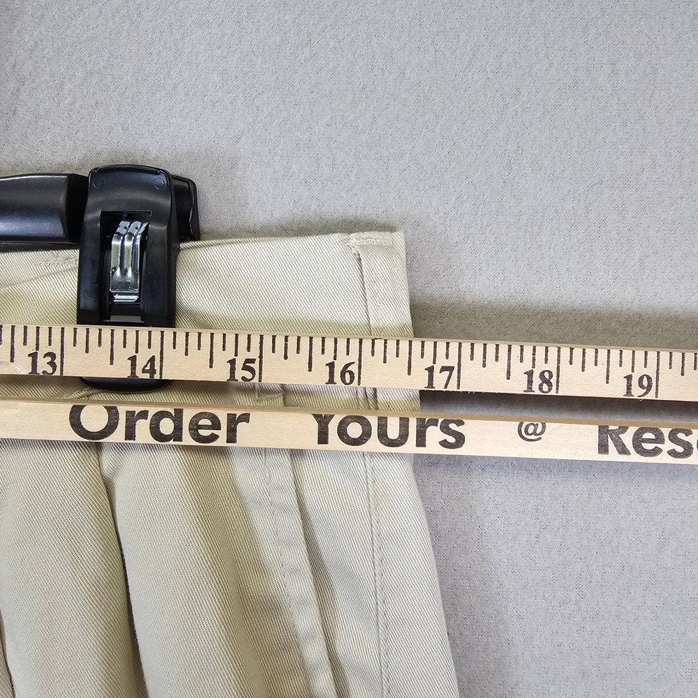 Merona Mens Khaki Pleated Chino Pants Beige Cotton Blend 32x32 Straight Leg - Picture 3 of 6